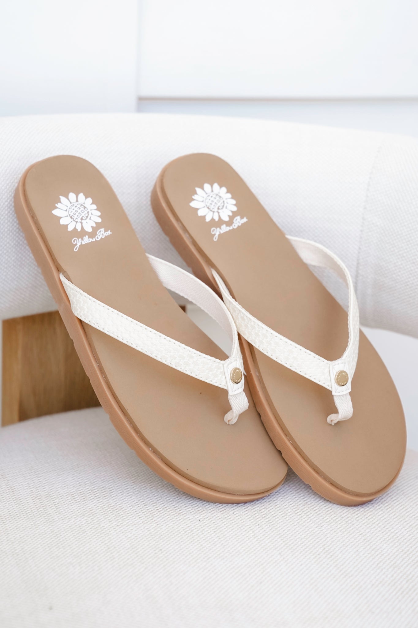Yellow Box Woven Strap Flip Flop Sandals