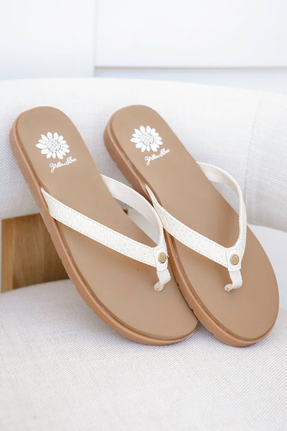 Yellow Box Woven Strap Flip Flop Sandals