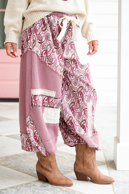 POL Paisley Print Elastic Waist Jogger Pants