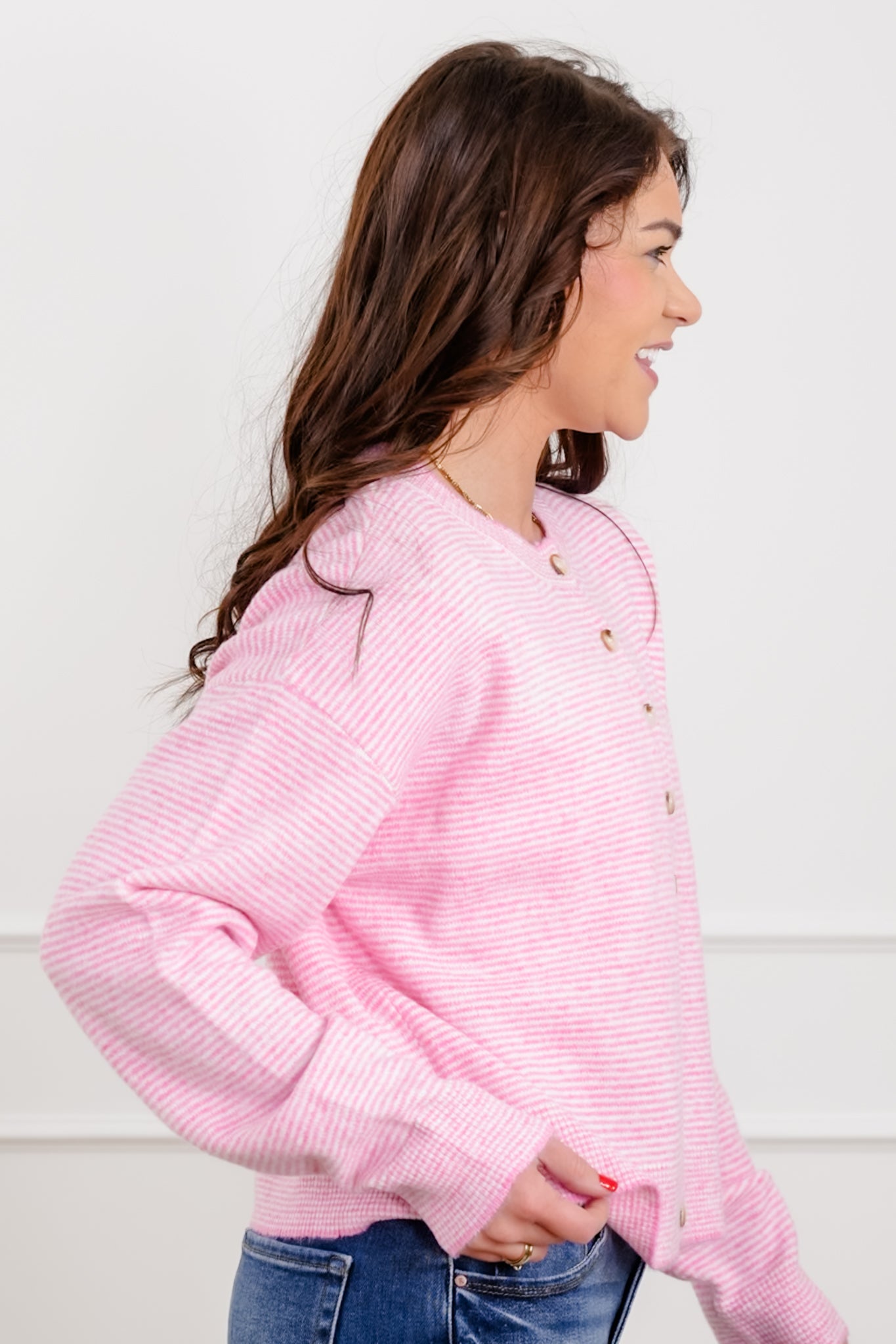 Stripe Long Sleeve Button Down Cardigan