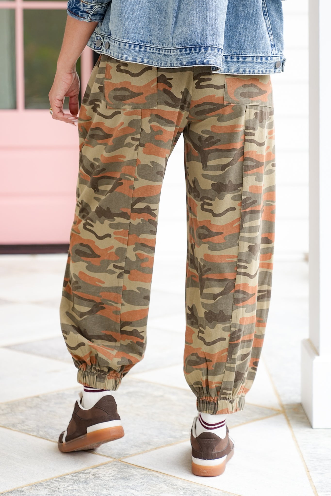 Camo Print Elastic Waist Jogger Pants