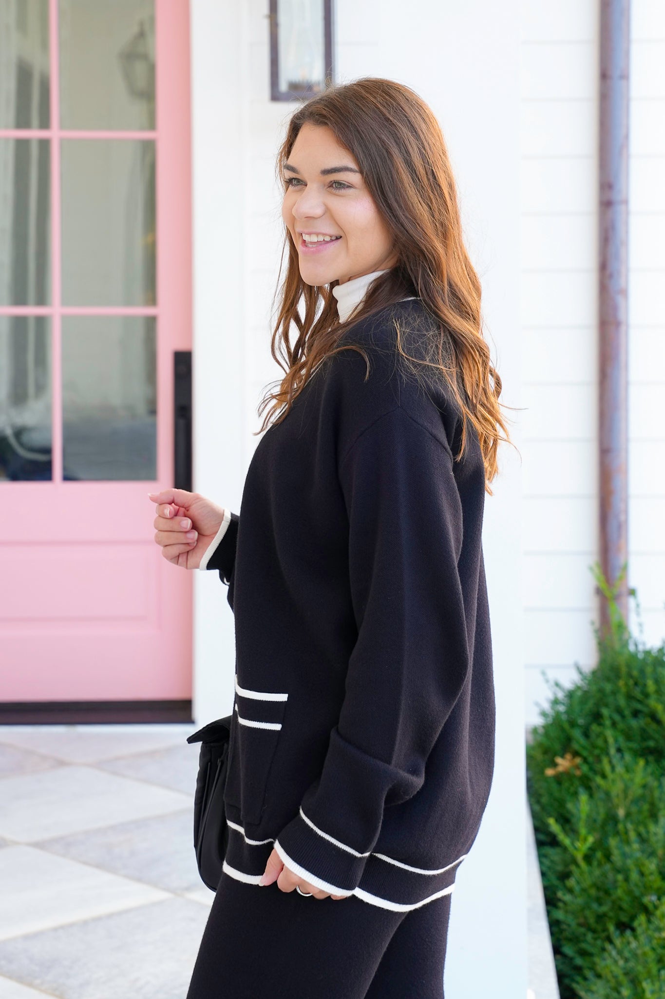 Plus/Reg Long Sleeve V Neck Button Down Cardigan