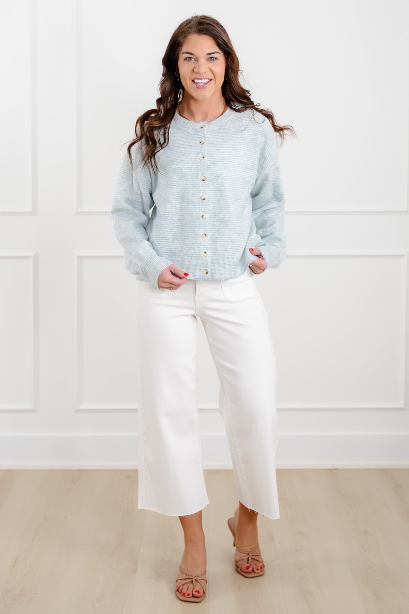 Stripe Long Sleeve Button Down Cardigan