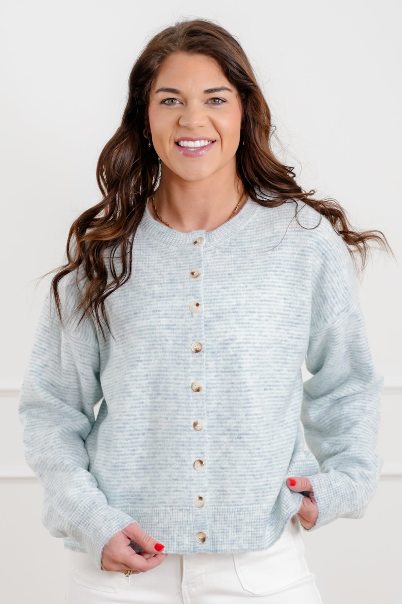 Stripe Long Sleeve Button Down Cardigan