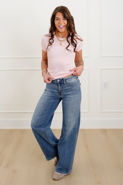 Solid Short Sleeve Round Neck Top