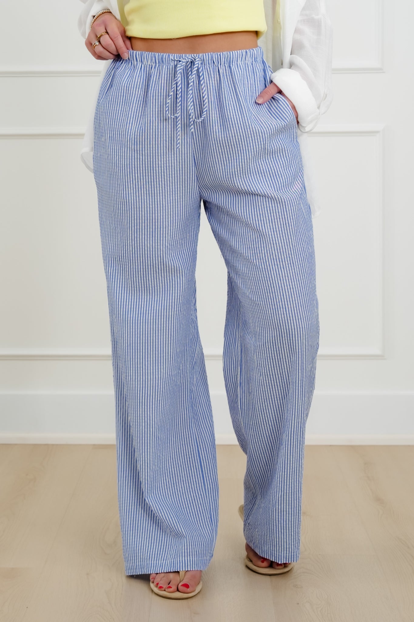 Pin Stripe Elastic Waist Pants