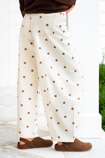 Polka Dot Print Wide Leg Pants
