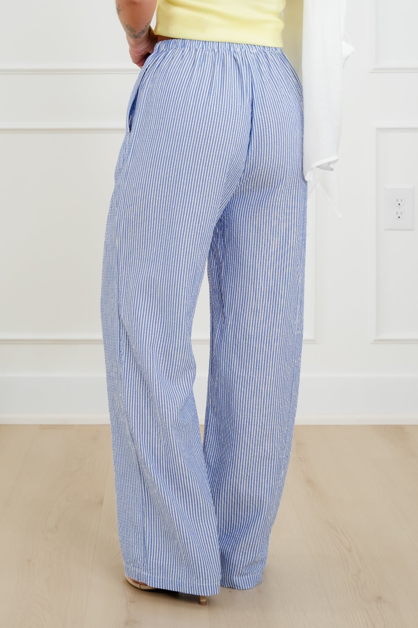 Pin Stripe Elastic Waist Pants
