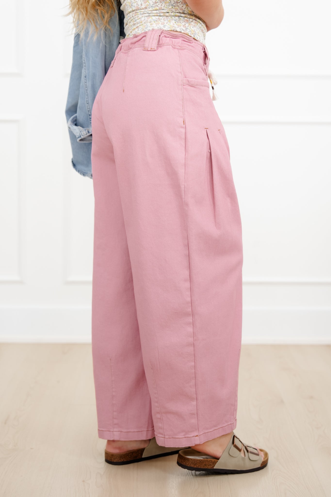 Pull On Barrel Pants with Pleated Detail