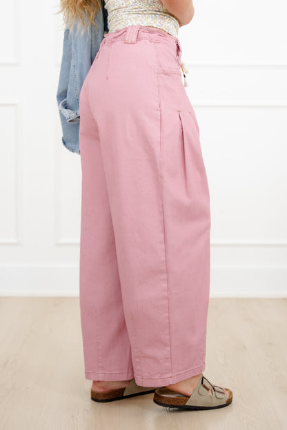 Pull On Barrel Pants with Pleated Detail