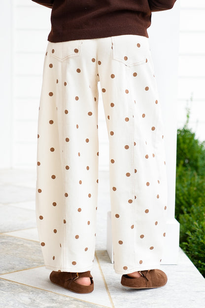 Polka Dot Print Wide Leg Pants