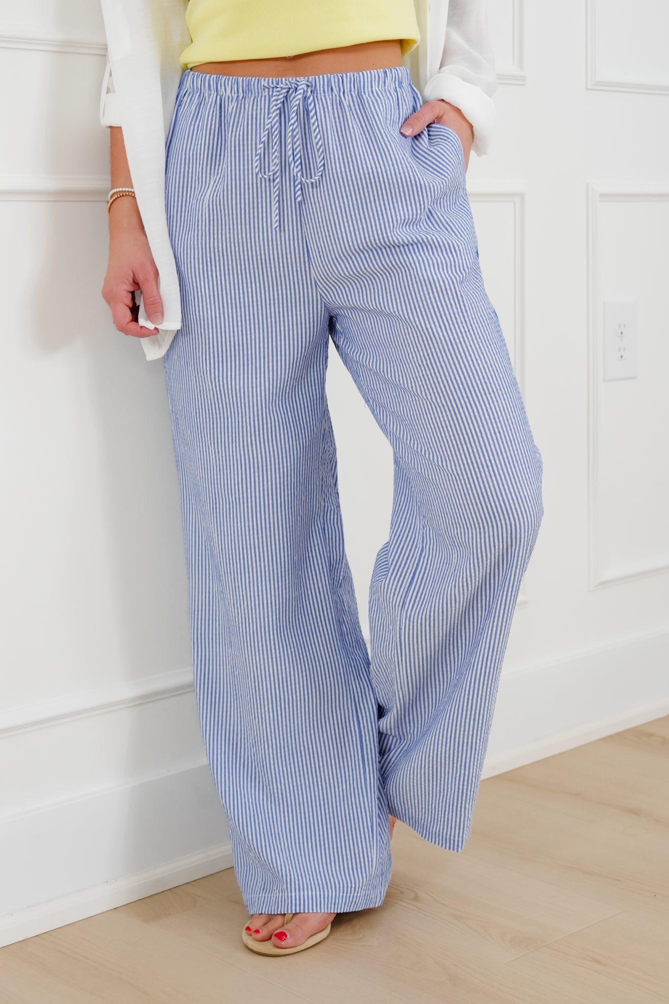 Pin Stripe Elastic Waist Pants
