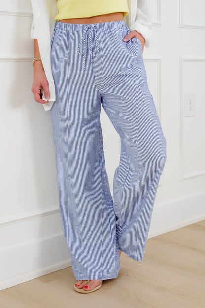 Pin Stripe Elastic Waist Pants