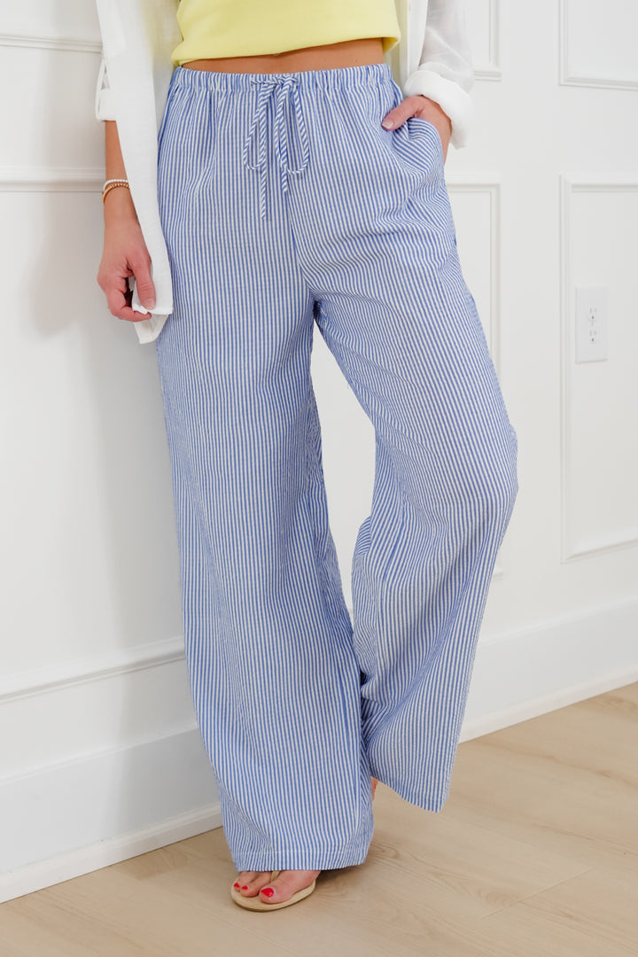 Pin Stripe Elastic Waist Pants