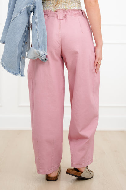 Pull On Barrel Pants with Pleated Detail
