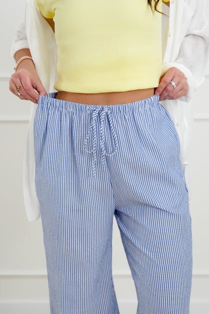 Pin Stripe Elastic Waist Pants
