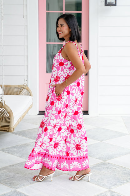 Plus/Reg Floral Printed Sleeveless Wide Leg Jumpsuit