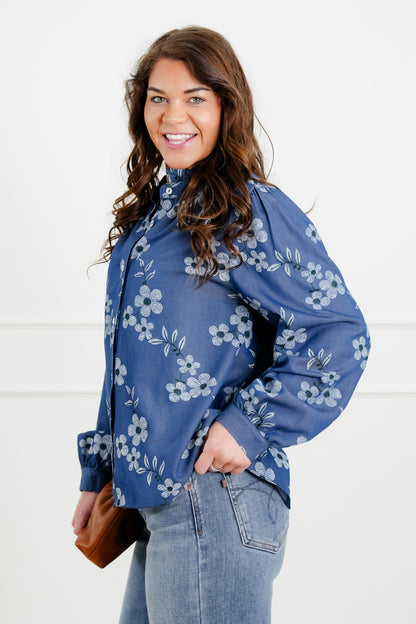 Long Sleeves Button Down Floral Top