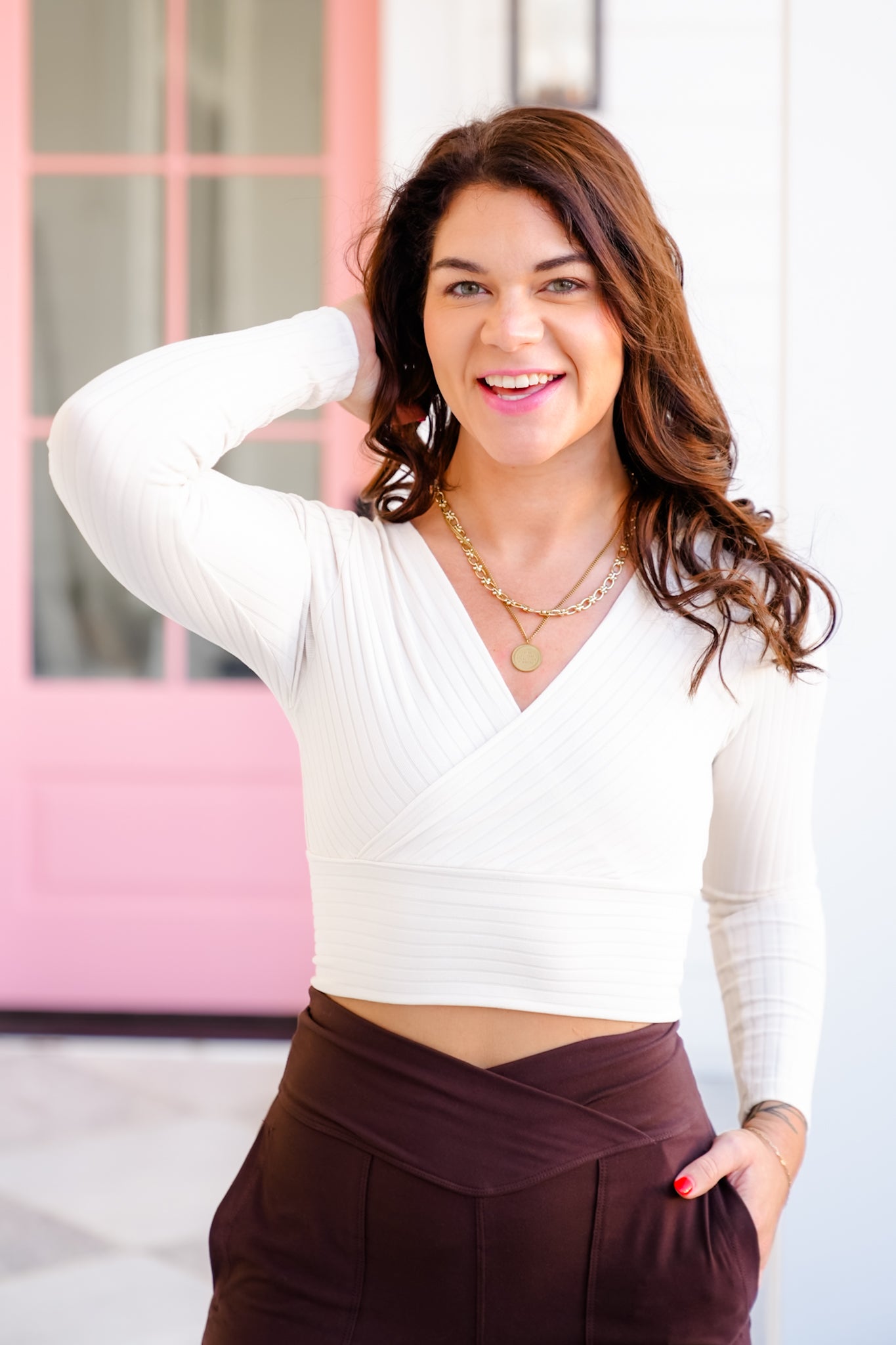 Poppy Day Door Buster! Zenana Ribbed Surplus Waist Band Long Sleeve Top