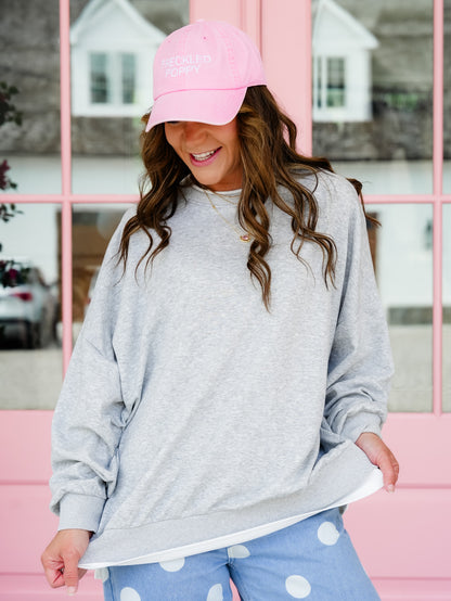 Solid Long Sleeve Crew Neck Layered Look Sweatshirt