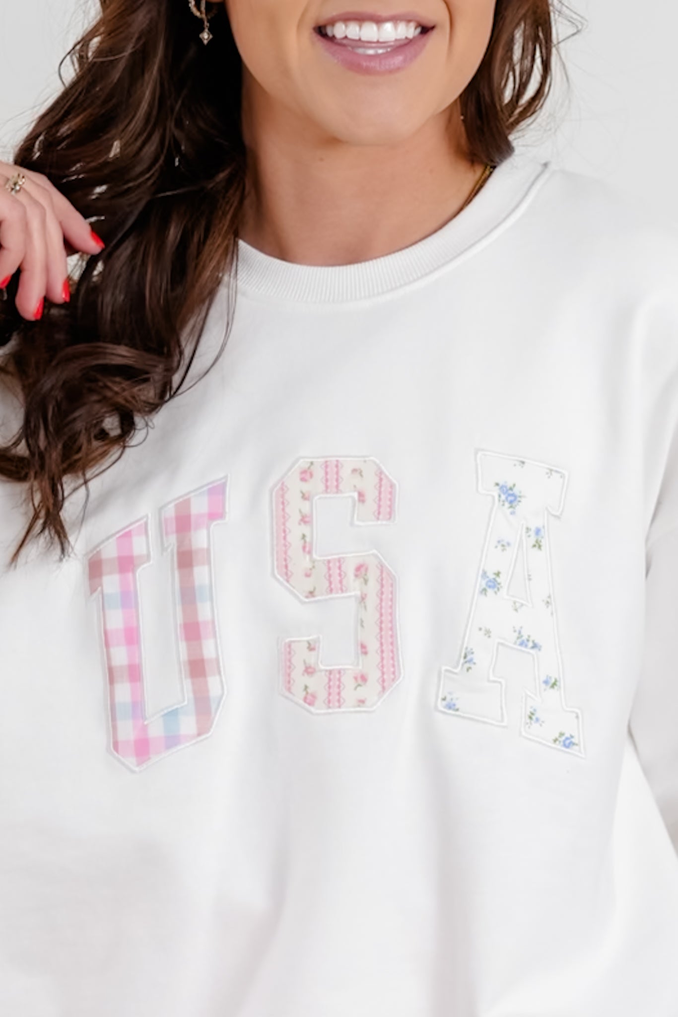 Long Sleeve Patchwork USA Pullover