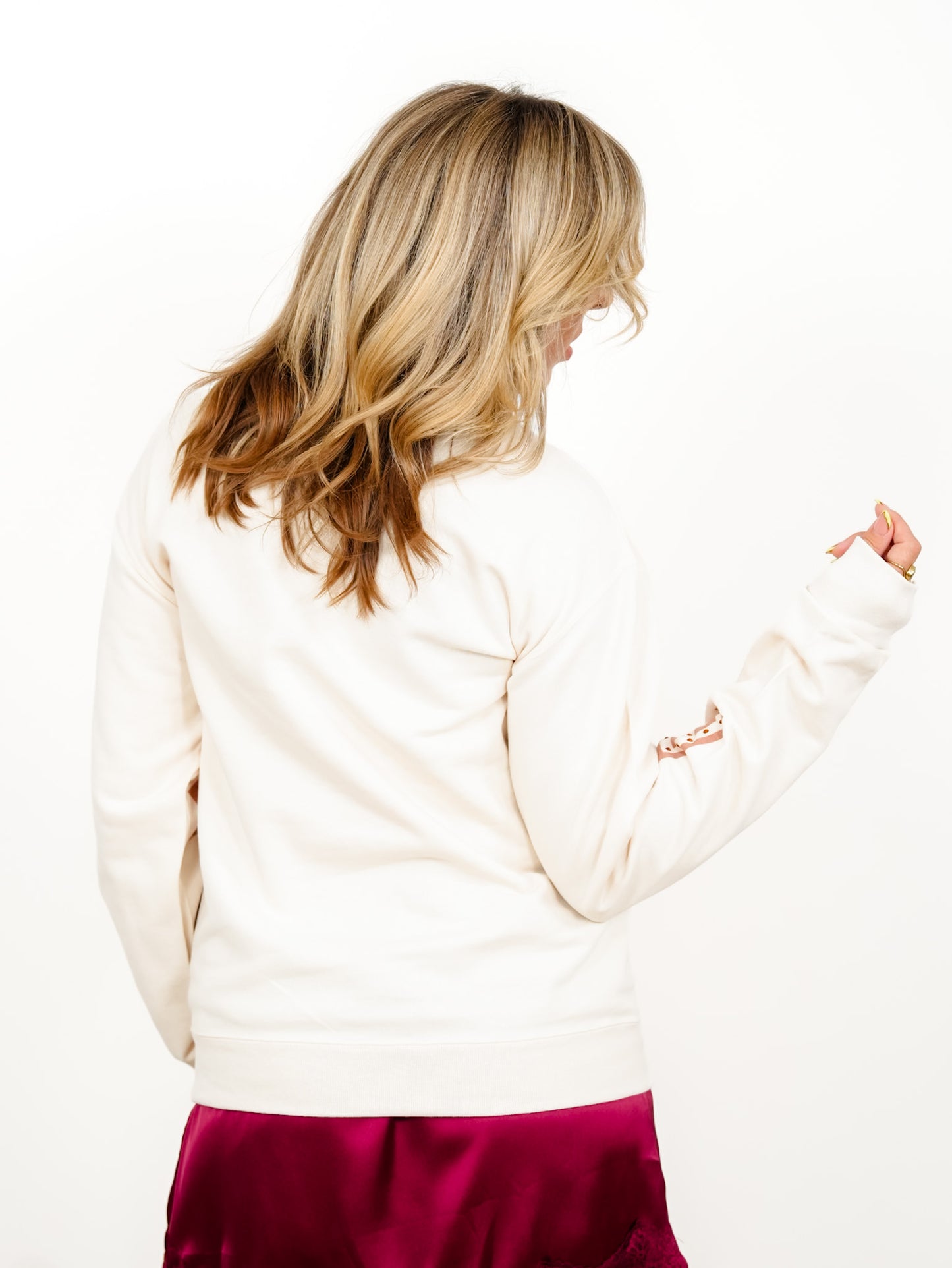 Plus/Reg Long Sleeve Touchdown Sweatshirt with Rhinestone Accent