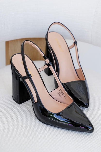 Restock! Pointed Toe Slingback Heeled Shoe with Adjustable Strap