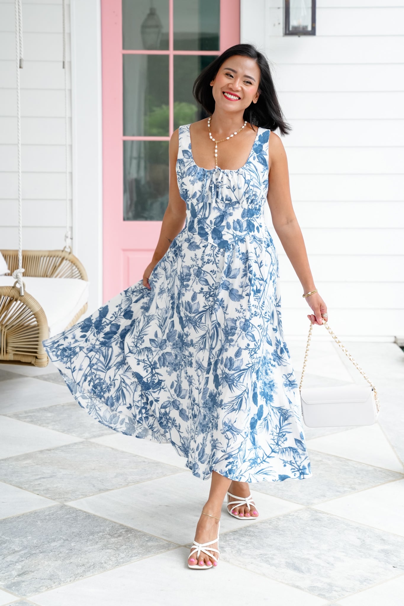Floral Sleeveless Empire Waist Maxi Dress