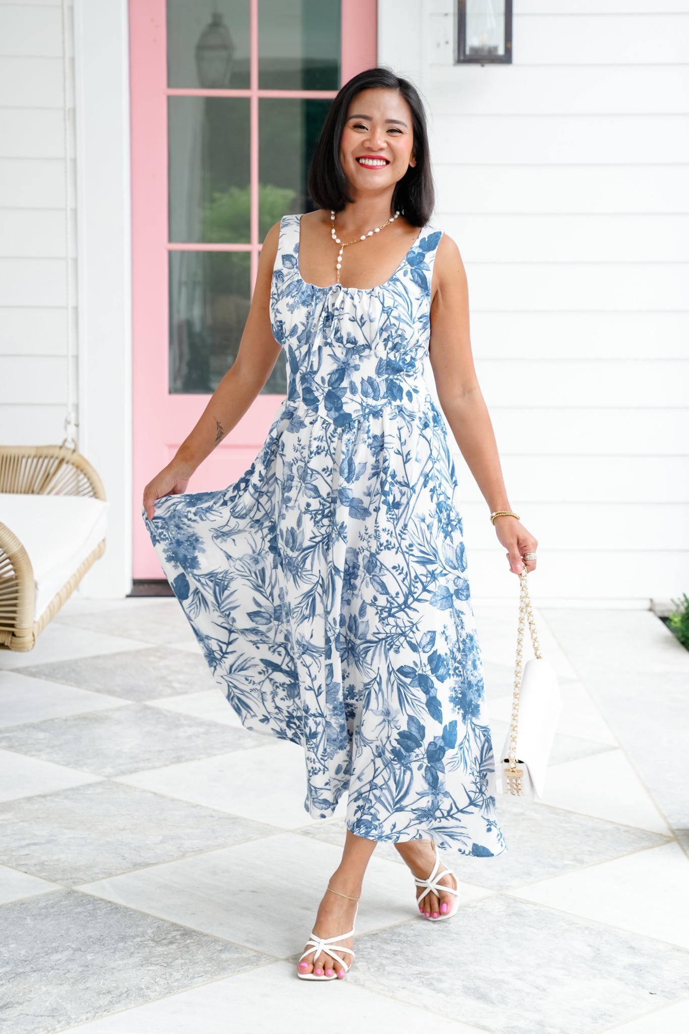 Floral Sleeveless Empire Waist Maxi Dress