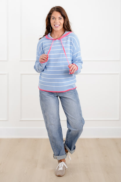 Stripe Long Sleeve Hooded Top