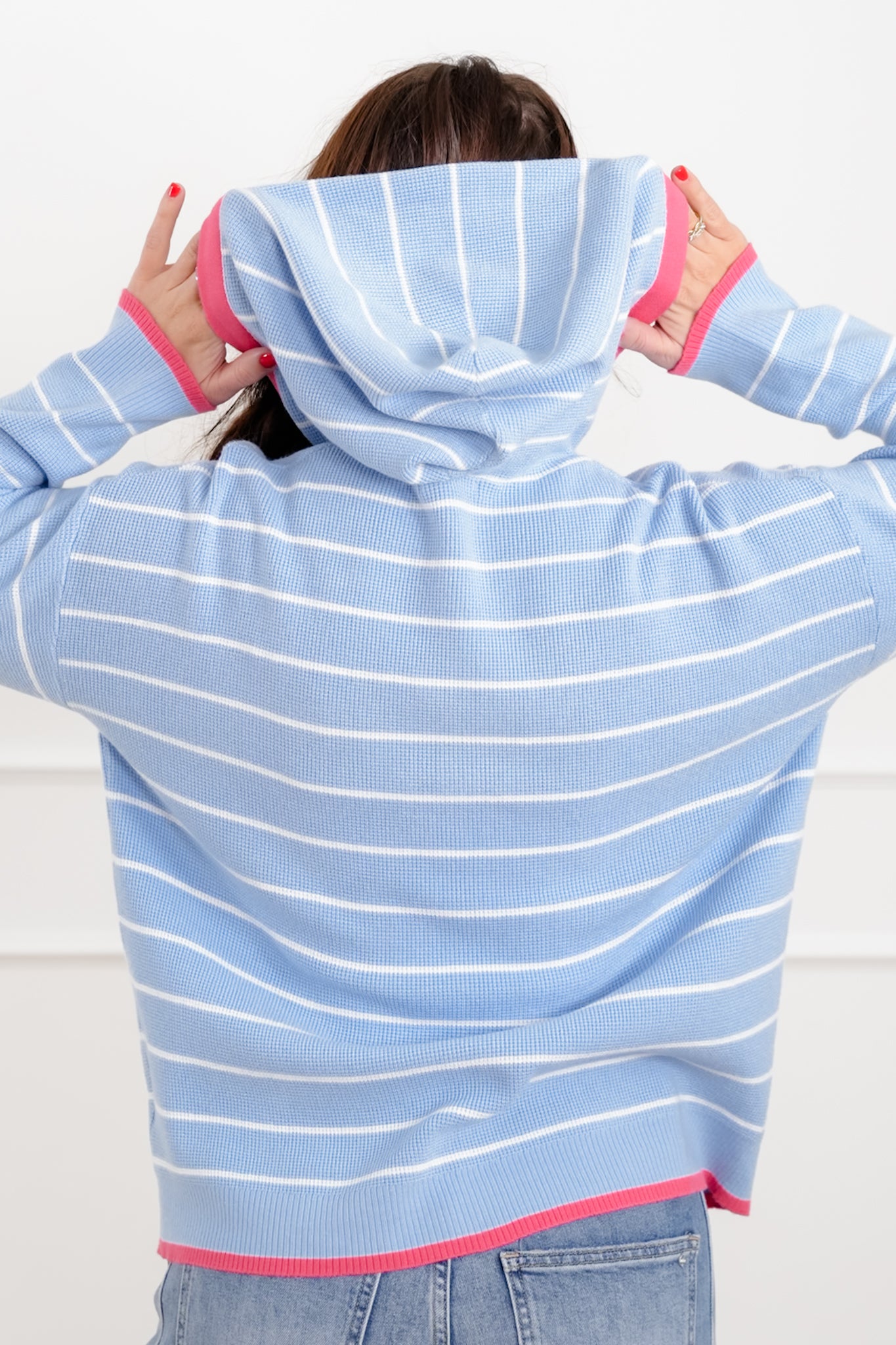 Stripe Long Sleeve Hooded Top