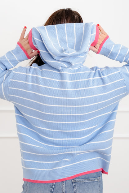 Stripe Long Sleeve Hooded Top