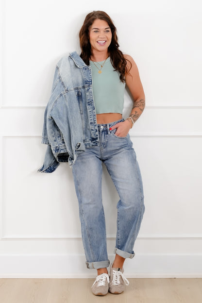 Ribbed Knit High Neck Cropped Tank Top