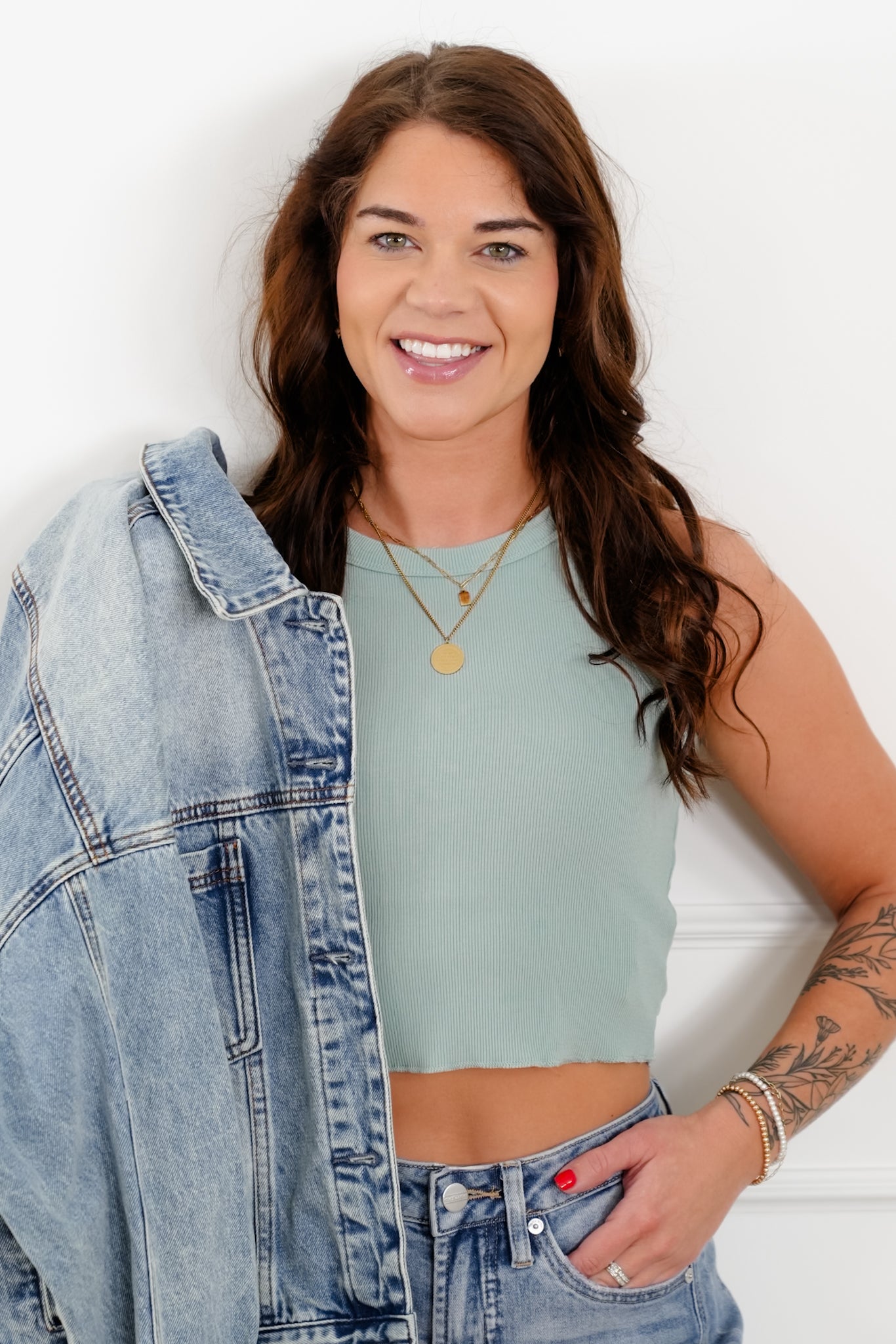 Ribbed Knit High Neck Cropped Tank Top