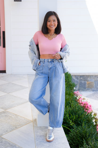 Door Buster! Ribbed Short Sleeve Cropped Top
