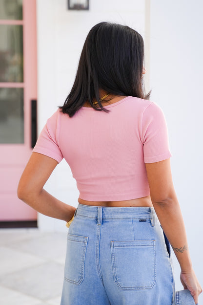 Door Buster! Ribbed Short Sleeve Cropped Top