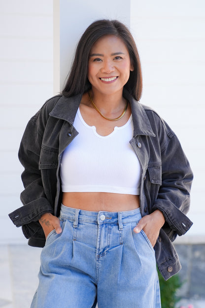 Door Buster! Ribbed Short Sleeve Cropped Top