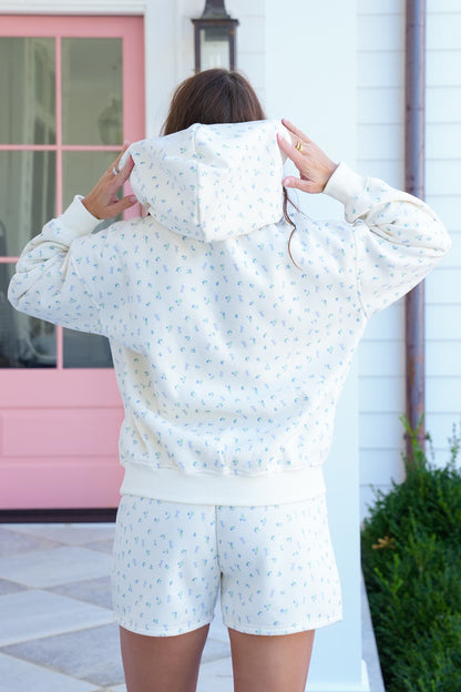 Floral And Bow Print Long Sleeve Pullover Sweatshirt