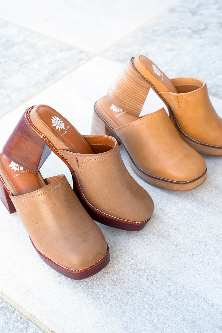 Yellow Box Block Heel Slip-On Clog Mule