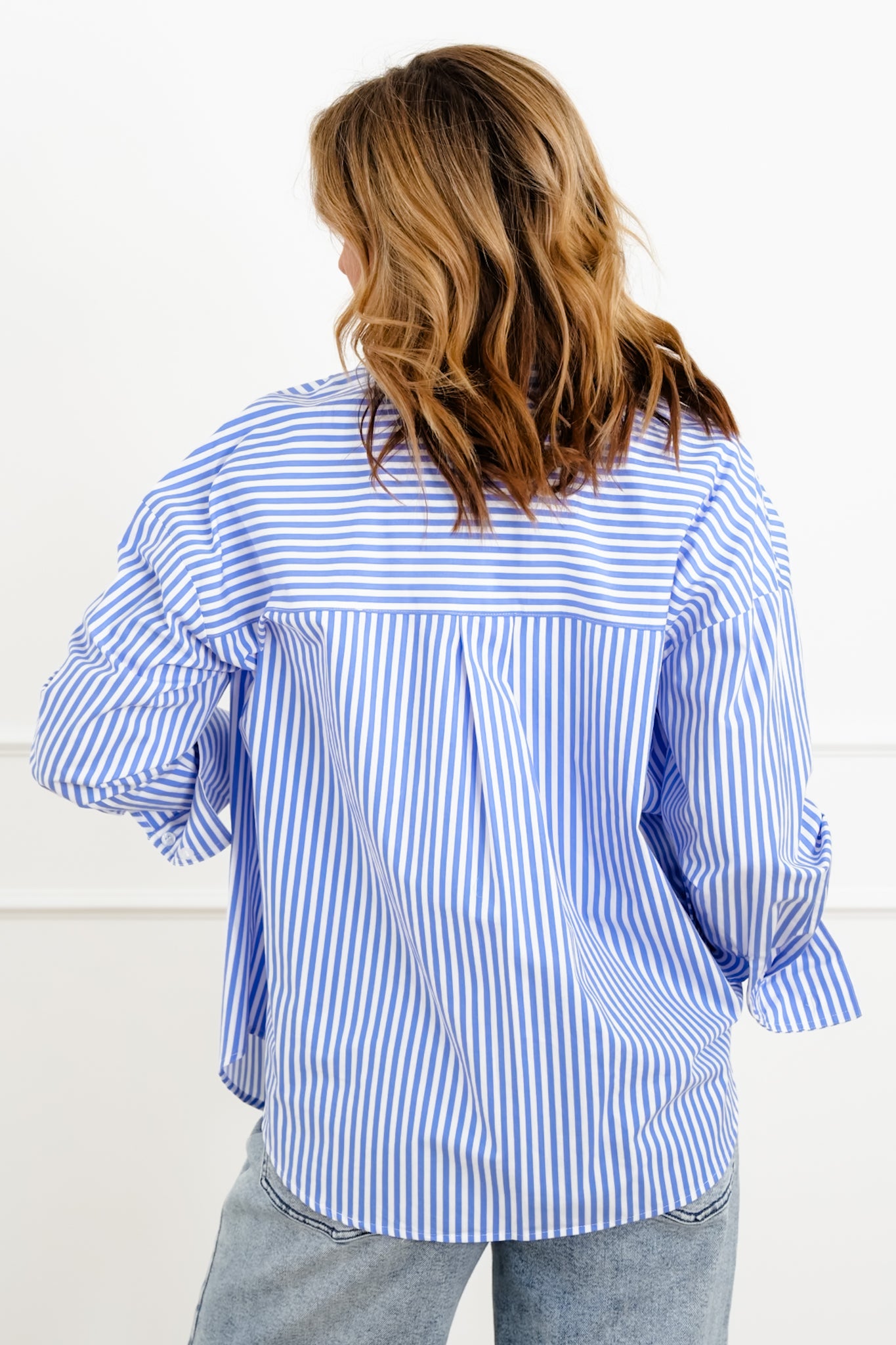 Striped Long Sleeve Button Up Blouse