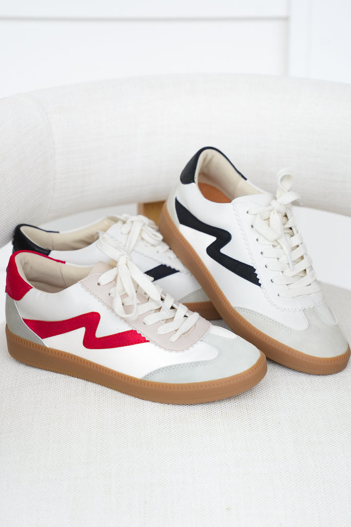 Yellow Box Retro Inspired Low Top Sneaker with Wave Detail