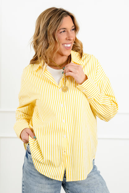 Striped Long Sleeve Button Up Blouse