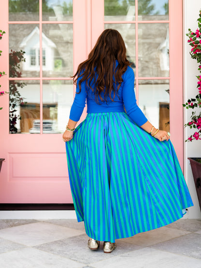Stripe Elastic Waist Extra Wide Leg Gaucho Pants