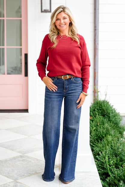 Long Sleeve Asymmetrical Neck Sweater