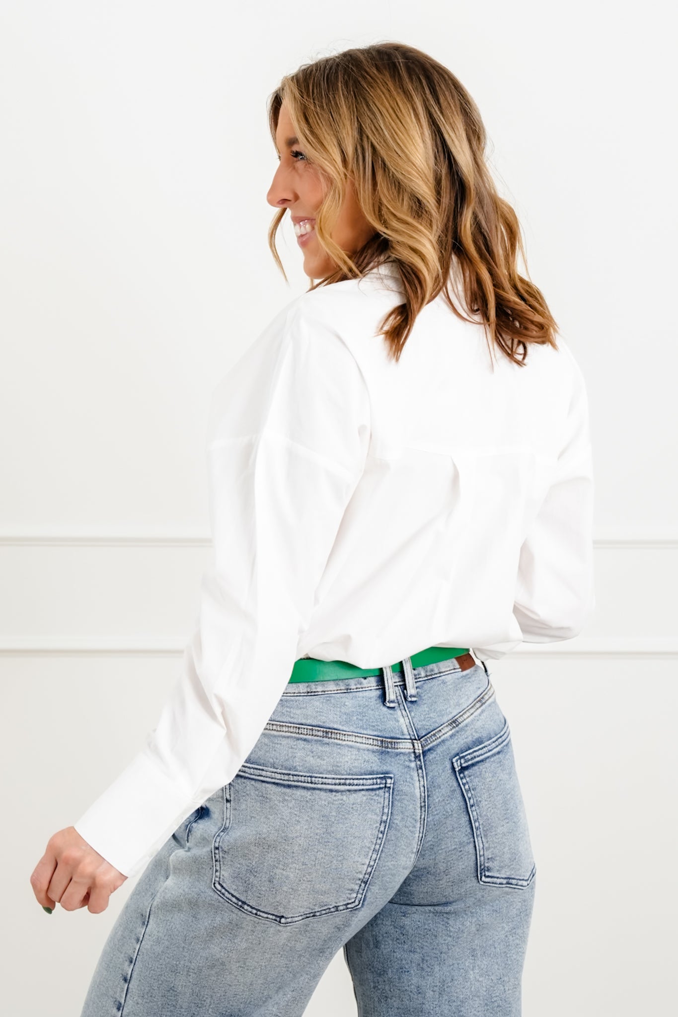 White Long Sleeve Button Up Blouse