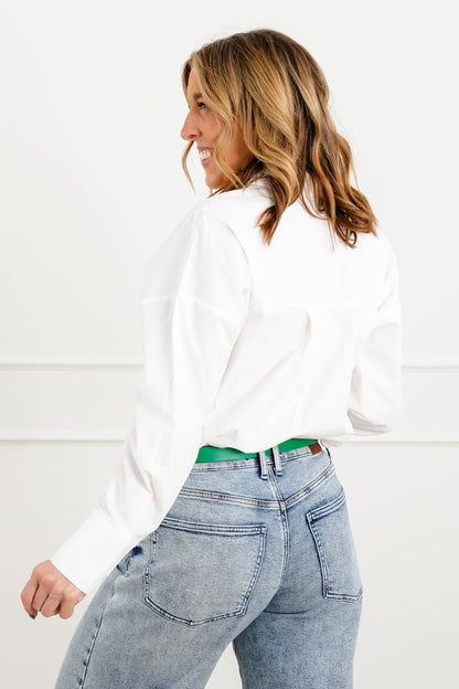 White Long Sleeve Button Up Blouse