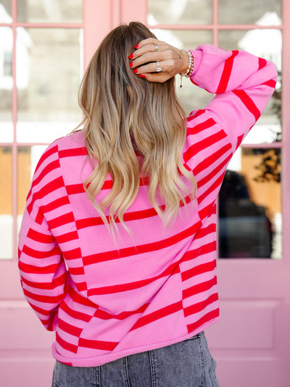 Color Block Stripe Long Sleeve Sweater