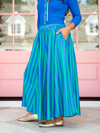 Stripe Elastic Waist Extra Wide Leg Gaucho Pants