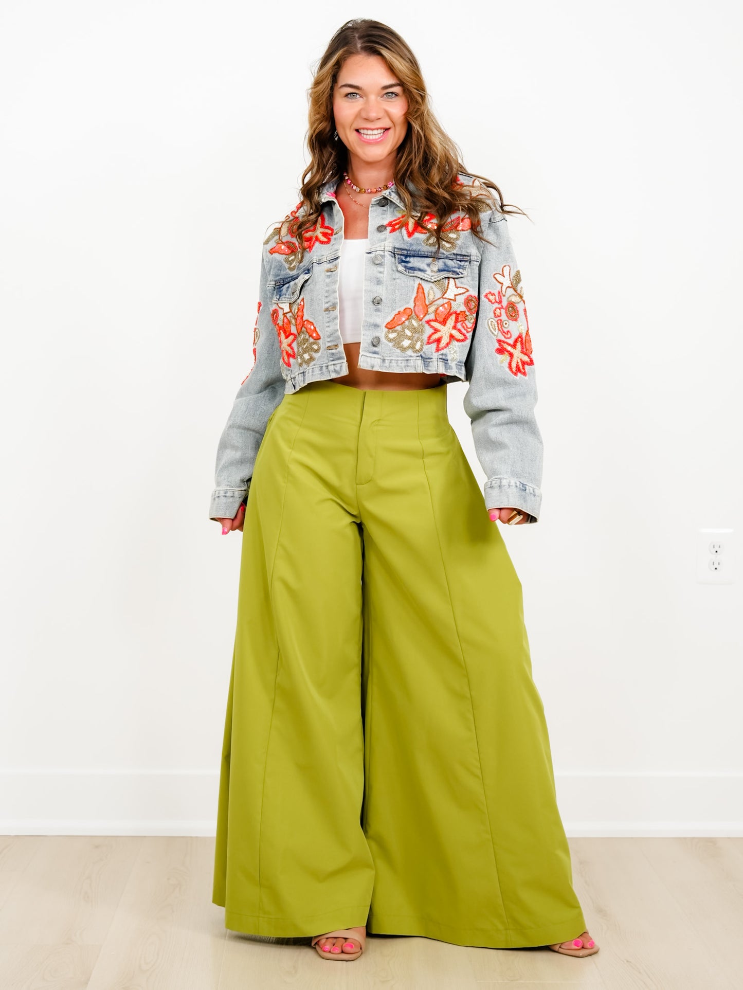 High Waist Wide Leg A-Line Palazzo Pants