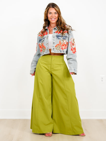 High Waist Wide Leg A-Line Palazzo Pants